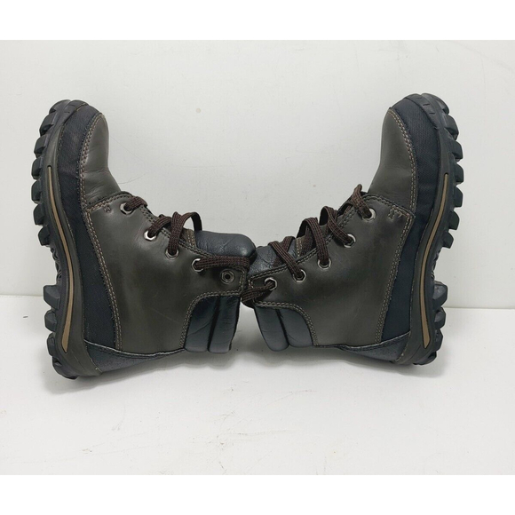 Timberland Boys Premium Leather Boots Mid Waterproof-Color Brown On Black-Size 1 - Picture 5 of 8